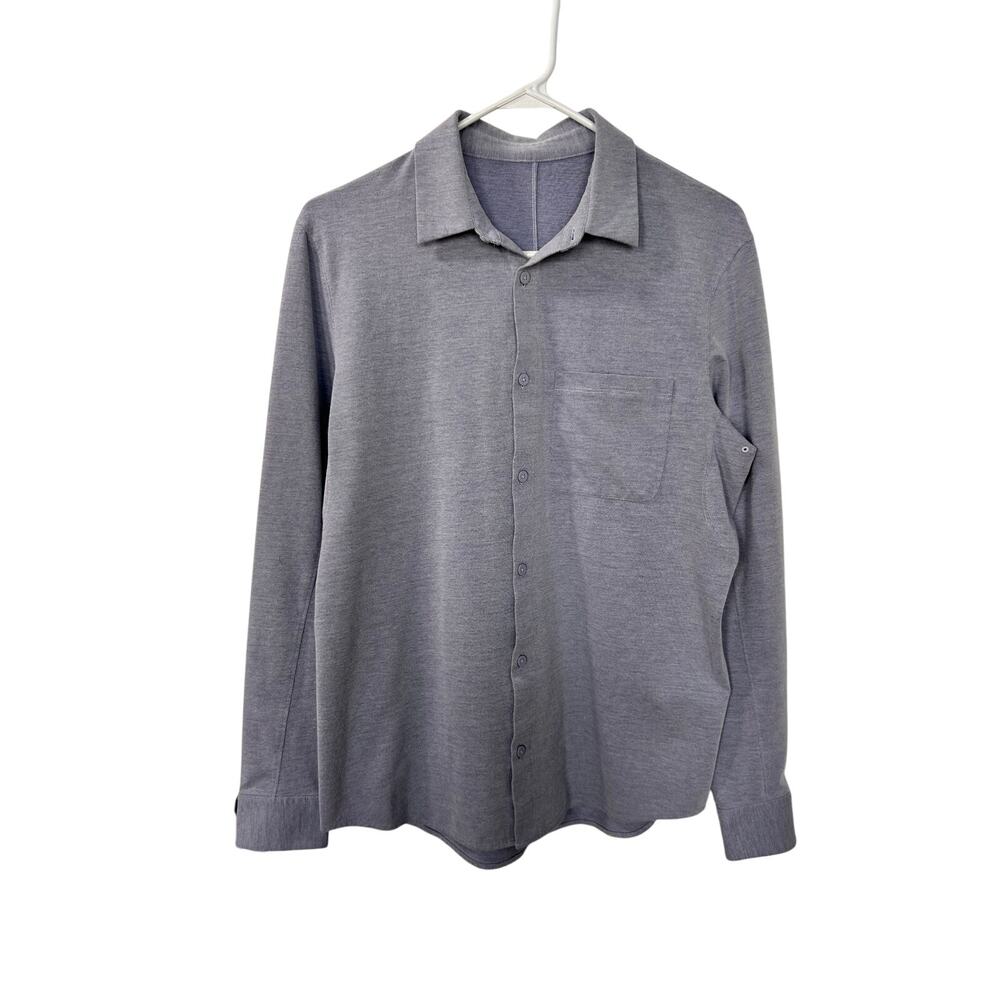 Lululemon Men's All Town Long Sleeve Button-Up Oxford Shirt Blue Size Medium